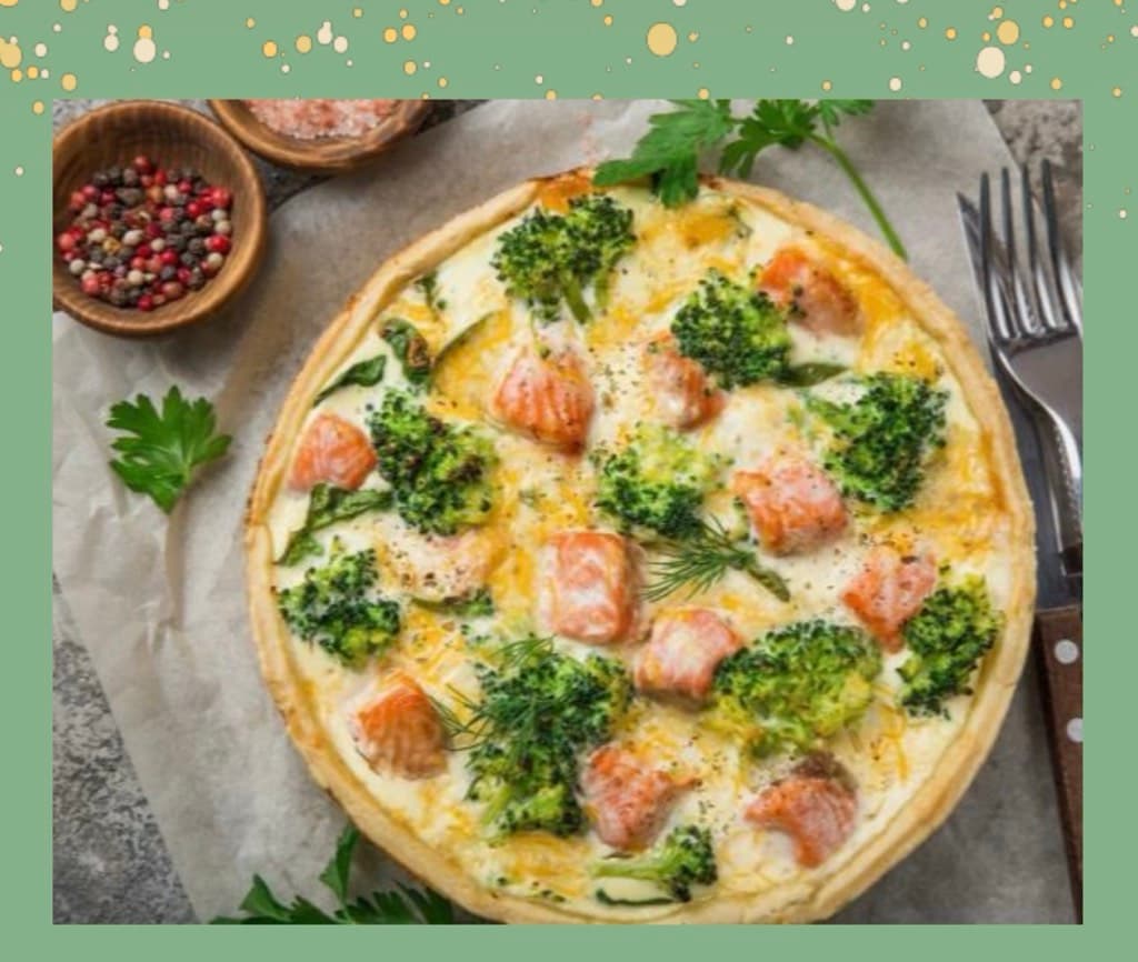 Киш с рыбой и брокколи