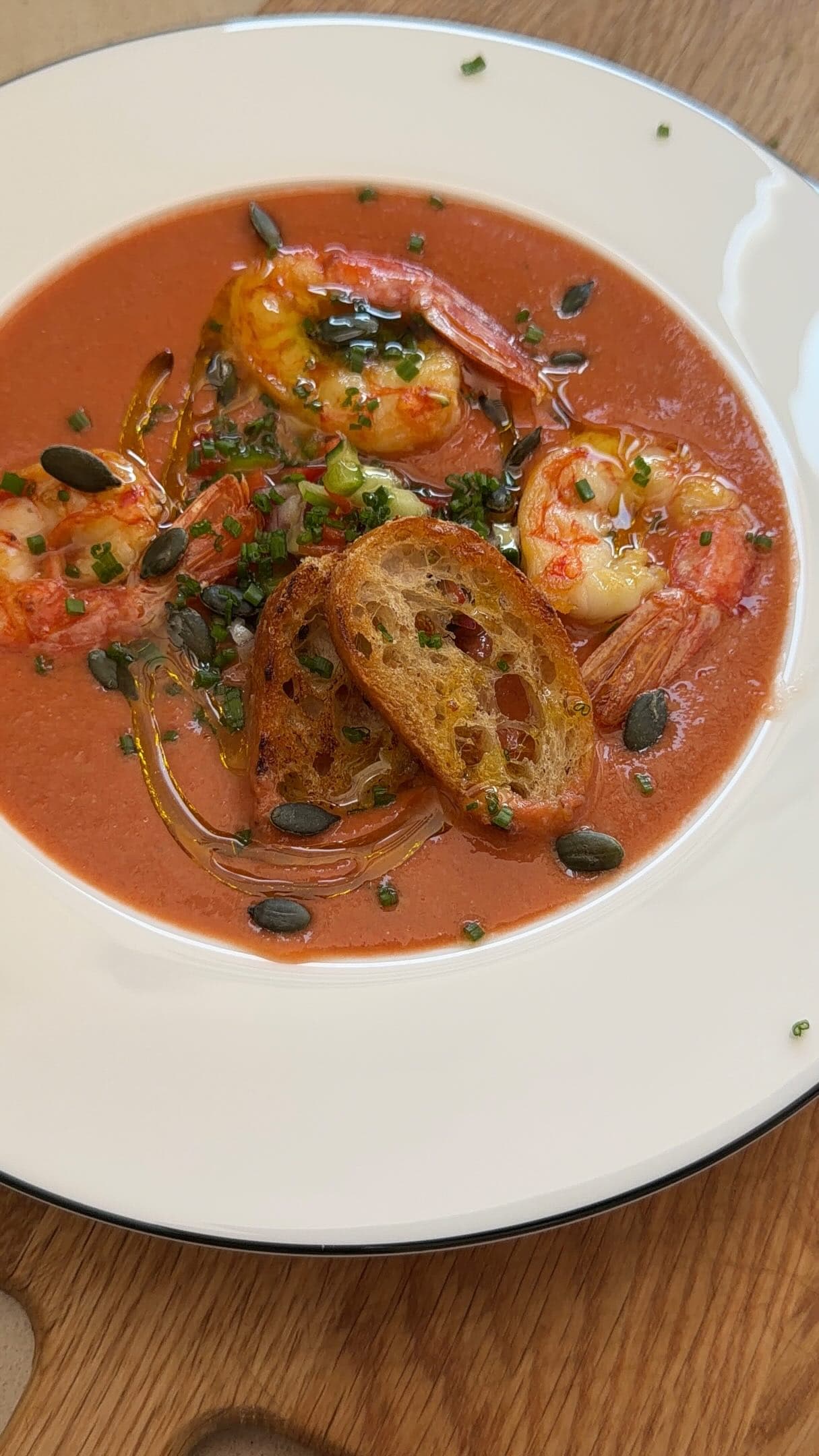 Iconic gazpacho with red prawns