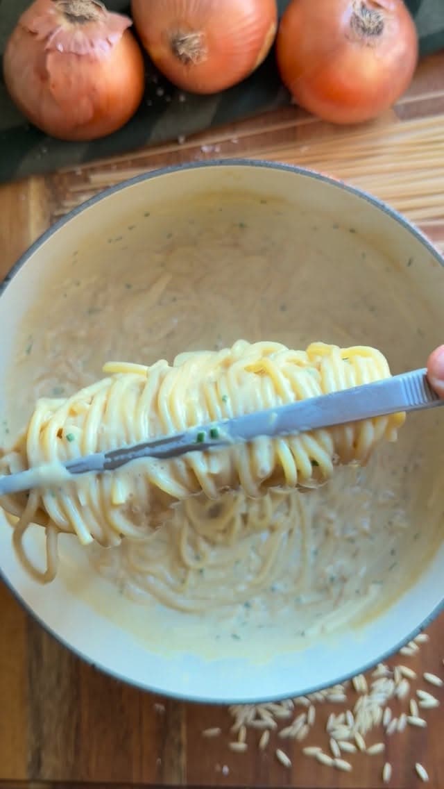Caramelized Onion Parmesan Spaghetti